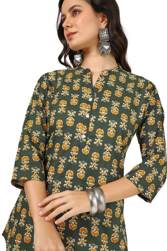 Soch Womens Green Cotton Ajrakh Print Tunic