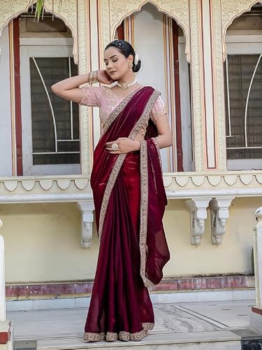 Meena Bazaar Women's Art Silk Saree | Elegant Designer Silk Saree | Soft Lightweight Traditional Ethnic Saree for Wedding, Festival, Party & Special Occasions