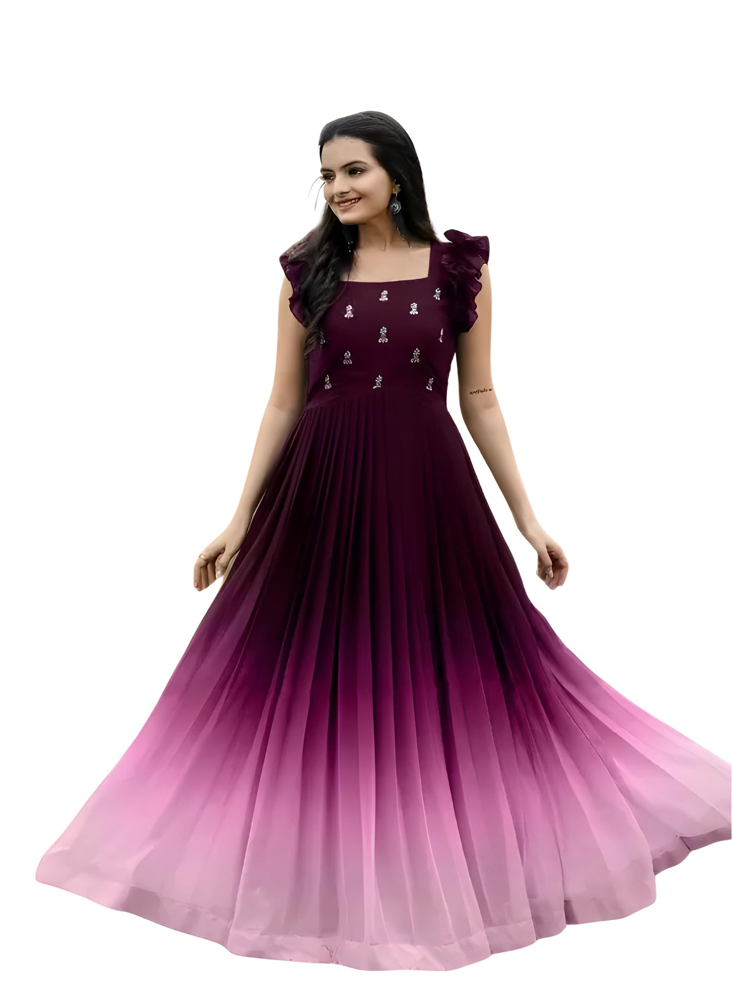 FOXDX All Over Full Stitched Gown Size (M,L,XL,XXL) (Large, Purple Pink)