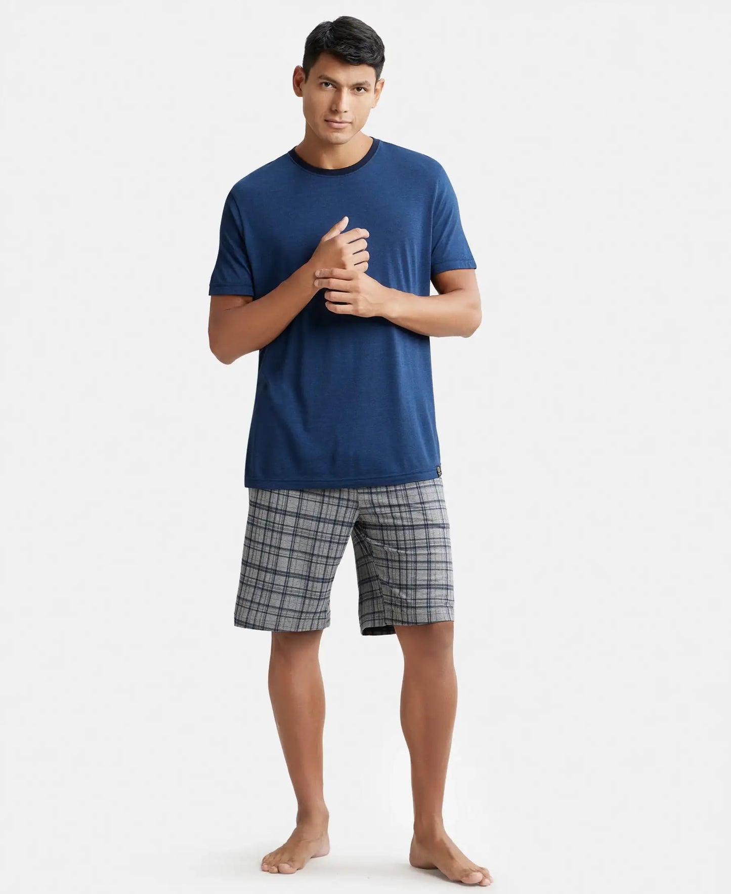 Jockey Shorts for Men with Exposed Elastic Waistband IM02_Mid Grey Melange & Ash Grey_XL