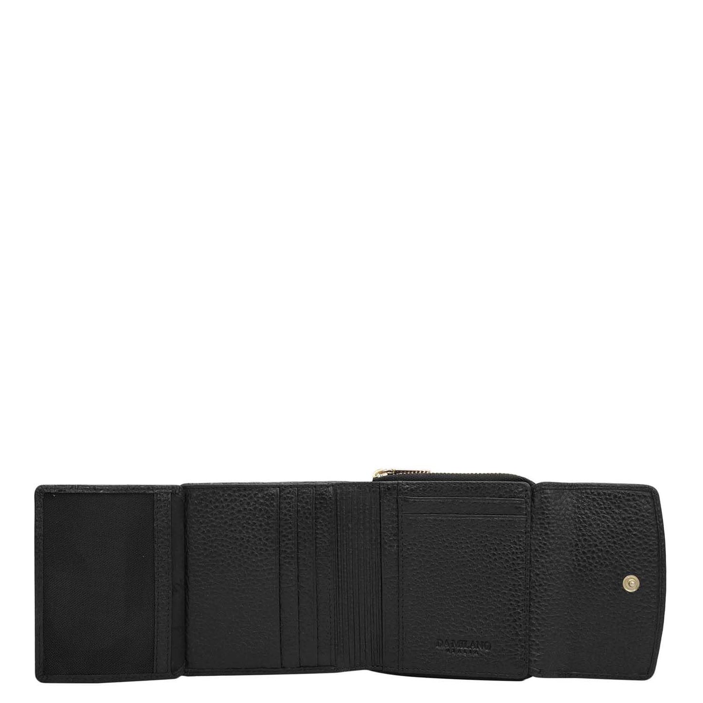 Da Milano Genuine Leather Black Flap & Zip Womens Wallet (10033OL)