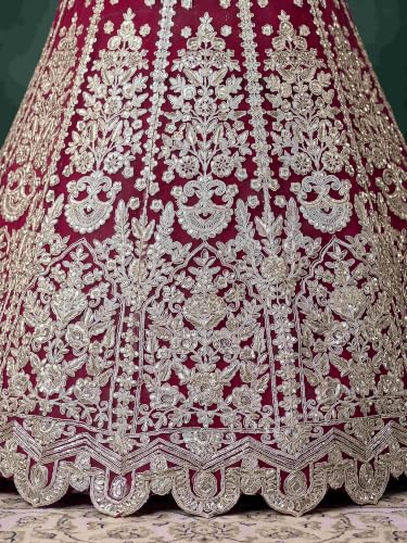 Zeel Clothing Women's Zari Sequins Embroidered Work Soft Net Lehenga Choli With Dupatta (6013-Pink-Womens-Lehenga-Choli-New; Free size)