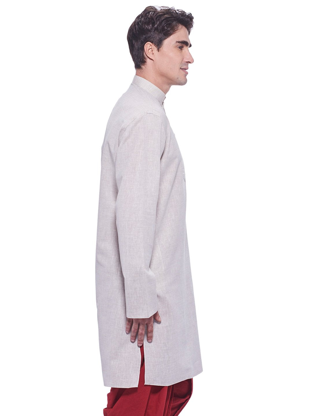 Manyavar Men's Full Sleeve Blended Kurta, Off-White - Medium (ML11812-304)