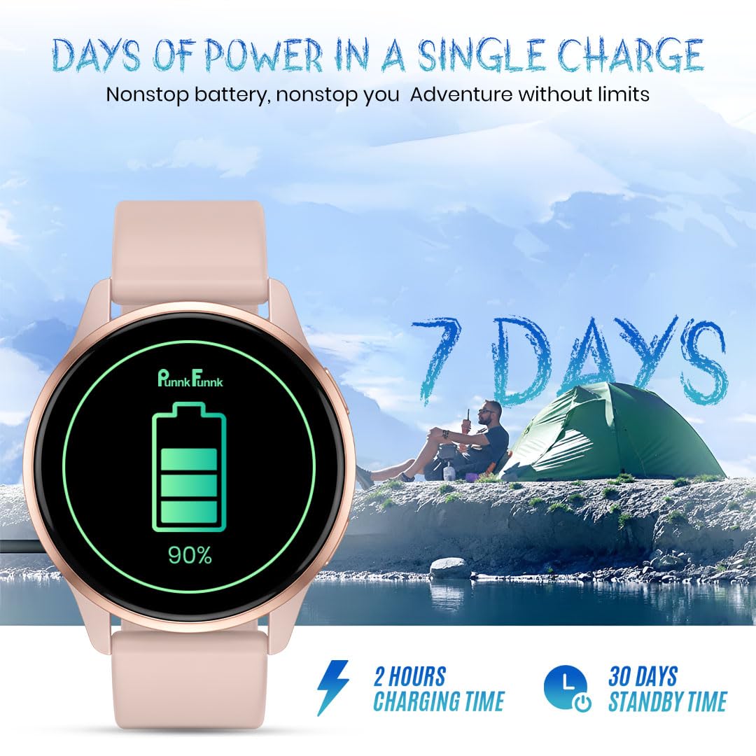 PunnkFunnk Active 2 Smartwatch with 1.39” HD Round Display, Bluetooth Calling, Heart Rate & SPO₂ Monitor, 100+ Sports Modes, IP67, Long Battery Life for Men & Women (Pink)