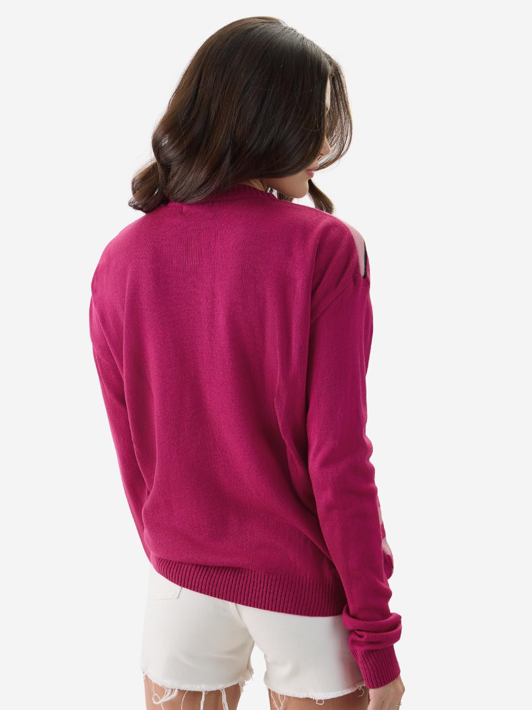 The Souled Store Official Pink Panther: Positively Pink Women and Girl Long Sleeve Round Neck Oversized Fit Knitted Sweaters Women's Knit Sweaters Ladies' Warm Pullover for Women Relaxed Regular Fit