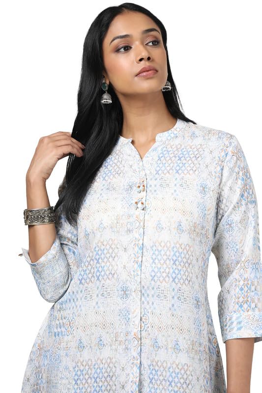 Soch Womens Cream Linen Ethnic Motifs Tunic