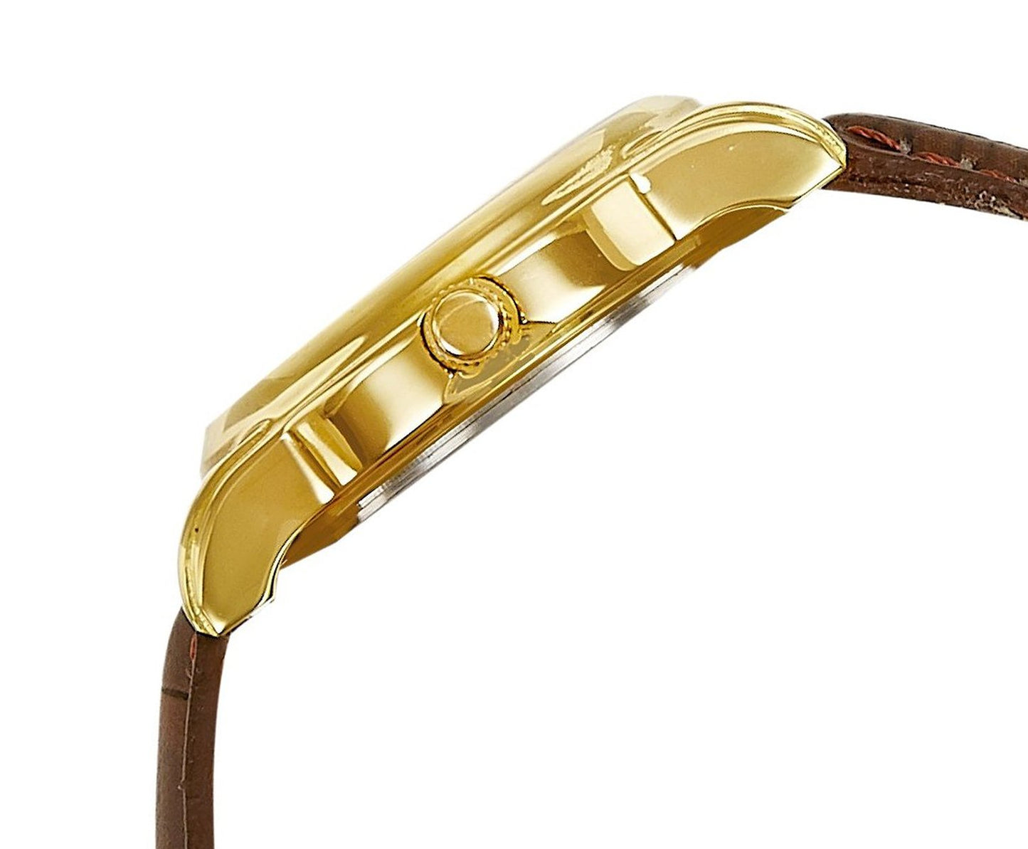 Maxima Leather Formal Gold Analog White Dial Women Watch-24491Lmly, Brown Band