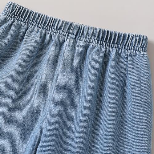 Hopscotch Girls White Full Sleeves 2-Pc Floral Applique Jeans Set For Age (5-6 Years)