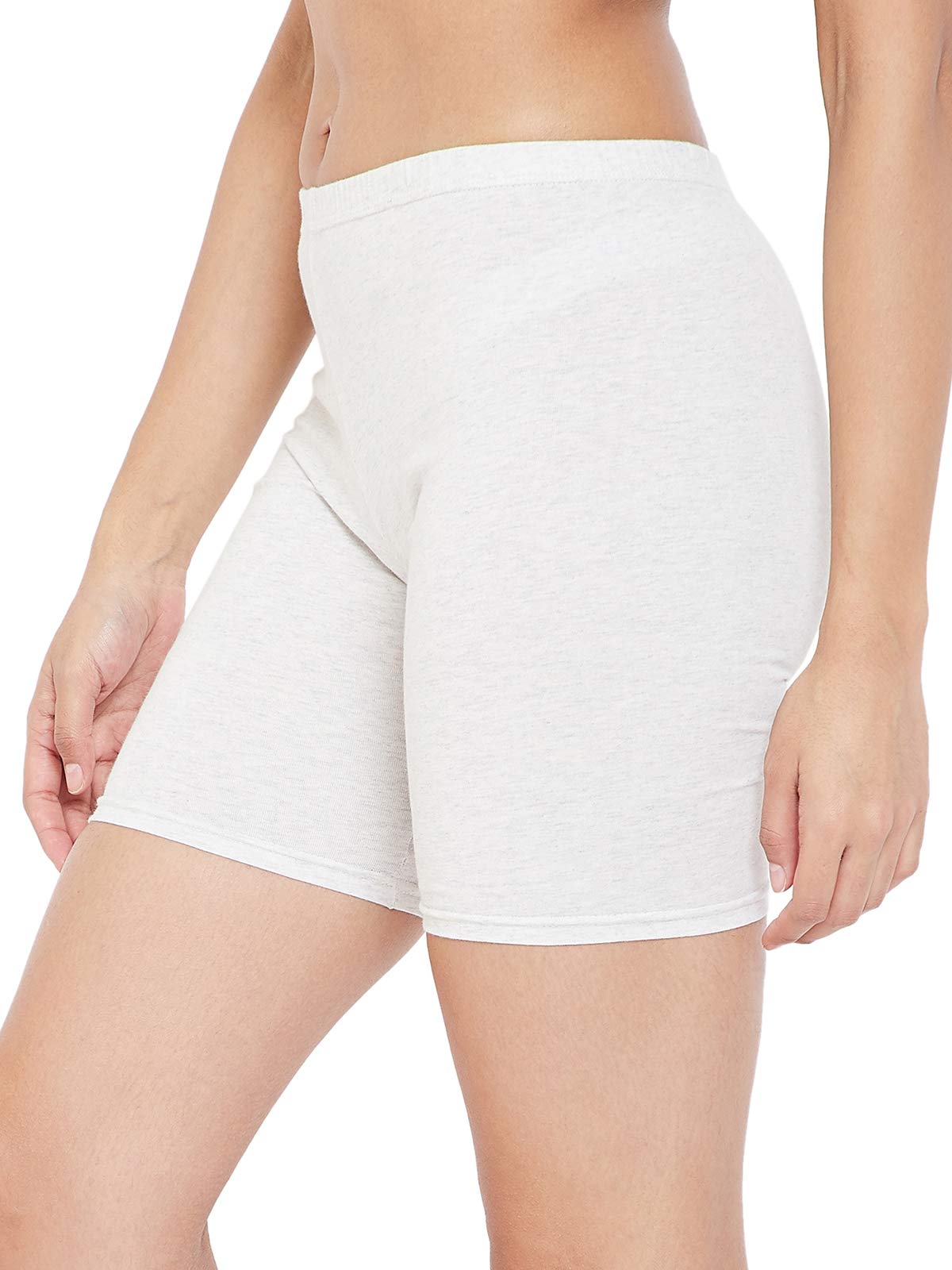 Clovia Women's Cotton Mid Waist Cycling Shorts with Inner Elastic (PN3352P01_Grey_M)