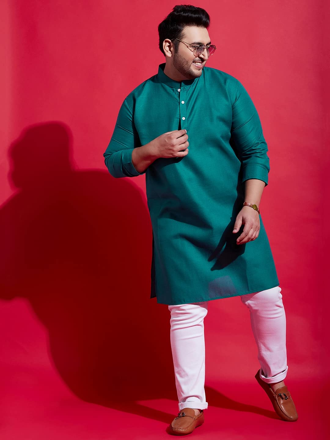 Bigbanana Plus Size Men's Regular Fit Kurta (Anubhav,Royal Blue,7XL)