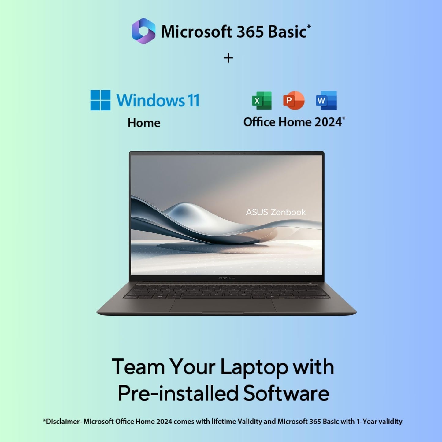 ASUS Zenbook S 14,Intel Core Ultra 7(Series 2),Copilot+ AI PC(Intel Arc iGPU/47TOPS/32GB/1TB/3K OLED Touchscreen/14"/Windows 11/M365 Basic(1Year)*/Office Home 2024/Zumaia Gray/1.20kg)UX5406SA-PZ7761WS