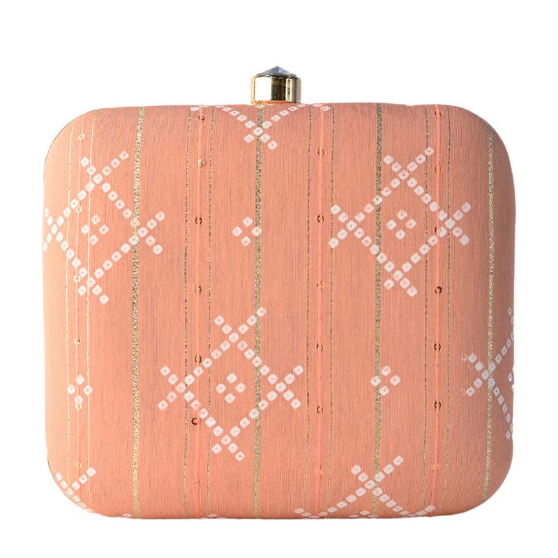 Artklim Pink Box Shaped Clutch With Golden String