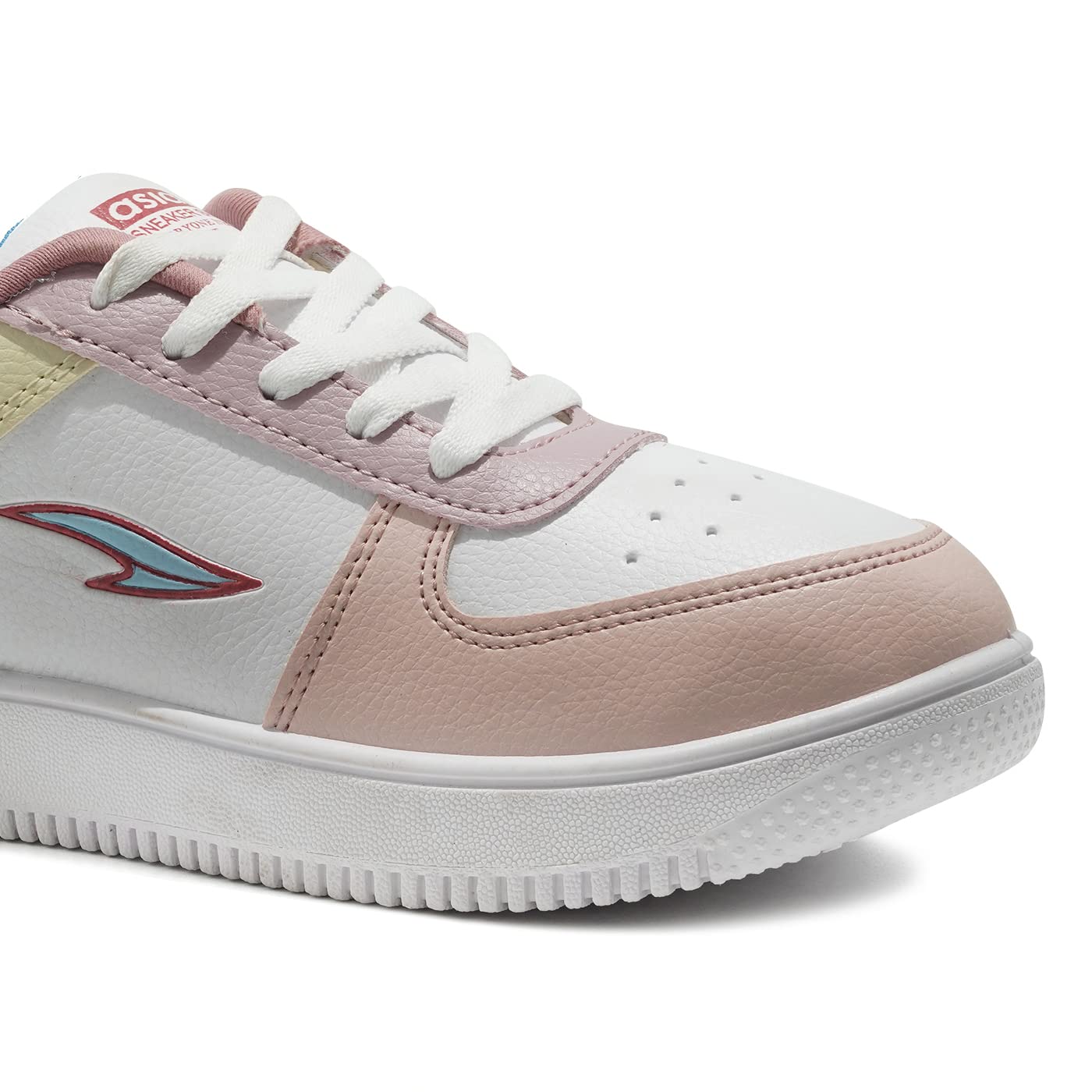 ASIAN Women's TRENDY-01 Casual Sneaker Shoes Lightweight Soft & Comfortable with Extra Cushion Lace-Up Shoes for Women's & Girl's (White Peach Yellow, Numeric_7)