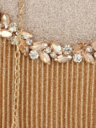 TOOBA Women's Gold Handicraft Beautiful Bling Box Clutch Bag for Wedding, Banquet, Gift Family, & Friends Rose Gold Cat-N