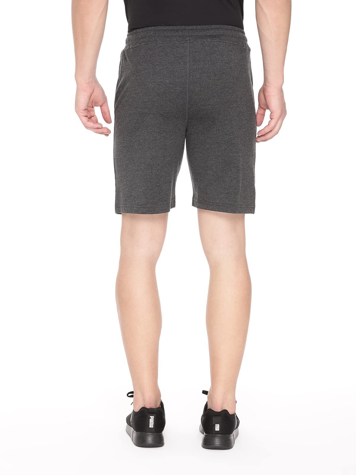 Pepe Jeans Athleisure Men Knit Cotton Stretch Shorts | Breathable Cotton Jersey, Gym and Casual Wear | with Drawstring and Zip Pocket in Black Melange - M