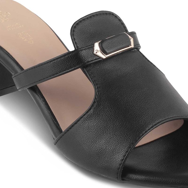 tresmode 239-MISO BLACK WOMEN DRESS BLOCK HEEL SANDALS EU/39 UK/6