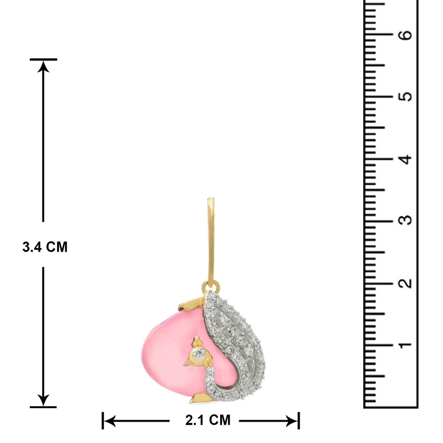 JFL- Fusion Ethnic One Gram Gold Plated Peacock Cz American Diamond Designer Earrings for Women and Girls (Baby Pink),Valentine