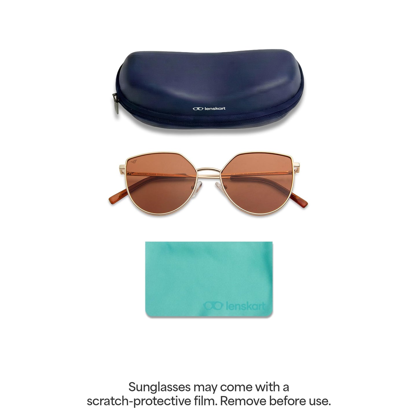 Polarized and 100% UV Protected | Golden-Brown Full Rim Cat Eye | Stylish & Premium Sunglasses | For Women | Medium | VC S11470