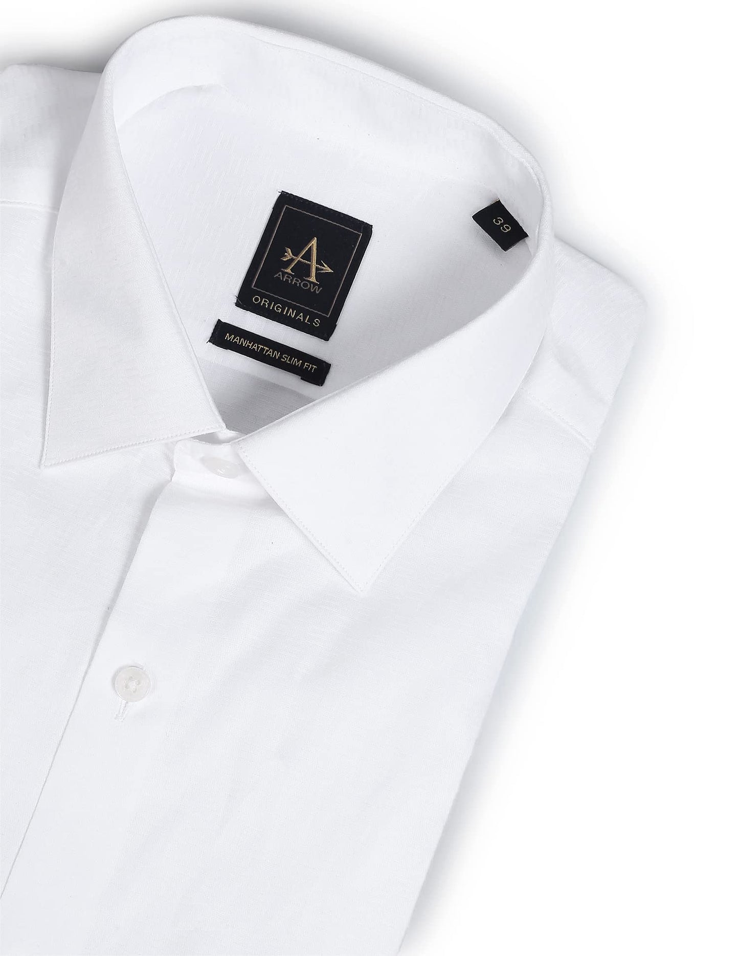 Arrow Men's Solid Full Sleeve Slim Fit Cutaway Collar Cotton Formal Shirt (ARADOSH1405_White_42)