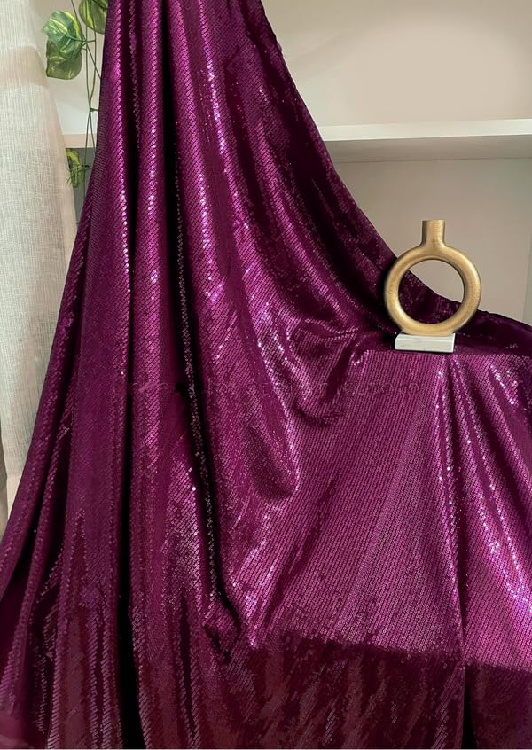 SHYAMLATA Women's latest Heavy Sequence Work Georgette Sarees For Women Wedding Party Collection With Blouse Piece (purple)