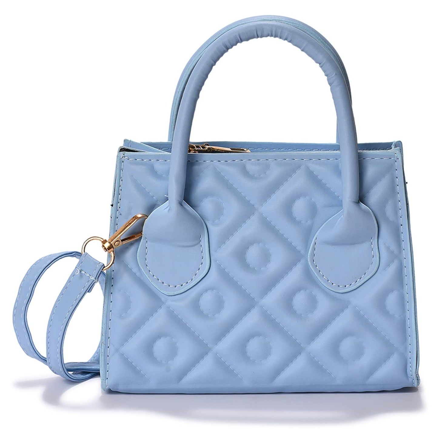 Haute Sauce Women's Quilted Hand Bag with Zip Lock (AZ_HSHB1037) Blue