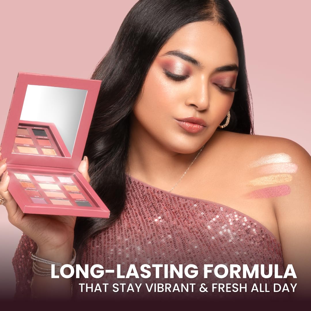 Typsy Beauty 12 Shades Sip Sip Hooray Wine Eyeshadow Palette I Highly Pigmented I Soft & Blendable Formula with Mattes, Mettalics & Foils I Bridal & Occasion Wear I Formulated In Italy I 24g