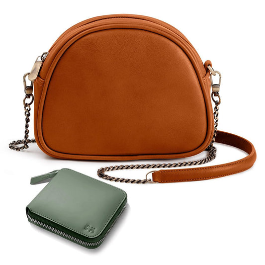 DailyObjects Arch Sling Crossbody Bag for Women and Stylish Latest Zip Wallet Purse for Girls & Women's | Durable Vegan Leather | Ladies Bags | Mobile Sling Side Bag | Made in India (Combo)