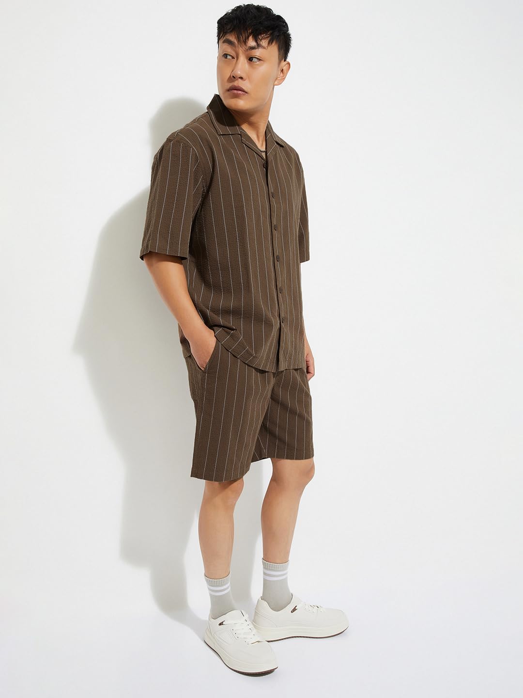 Max URB_N Men Striped Shorts (Brown_L)