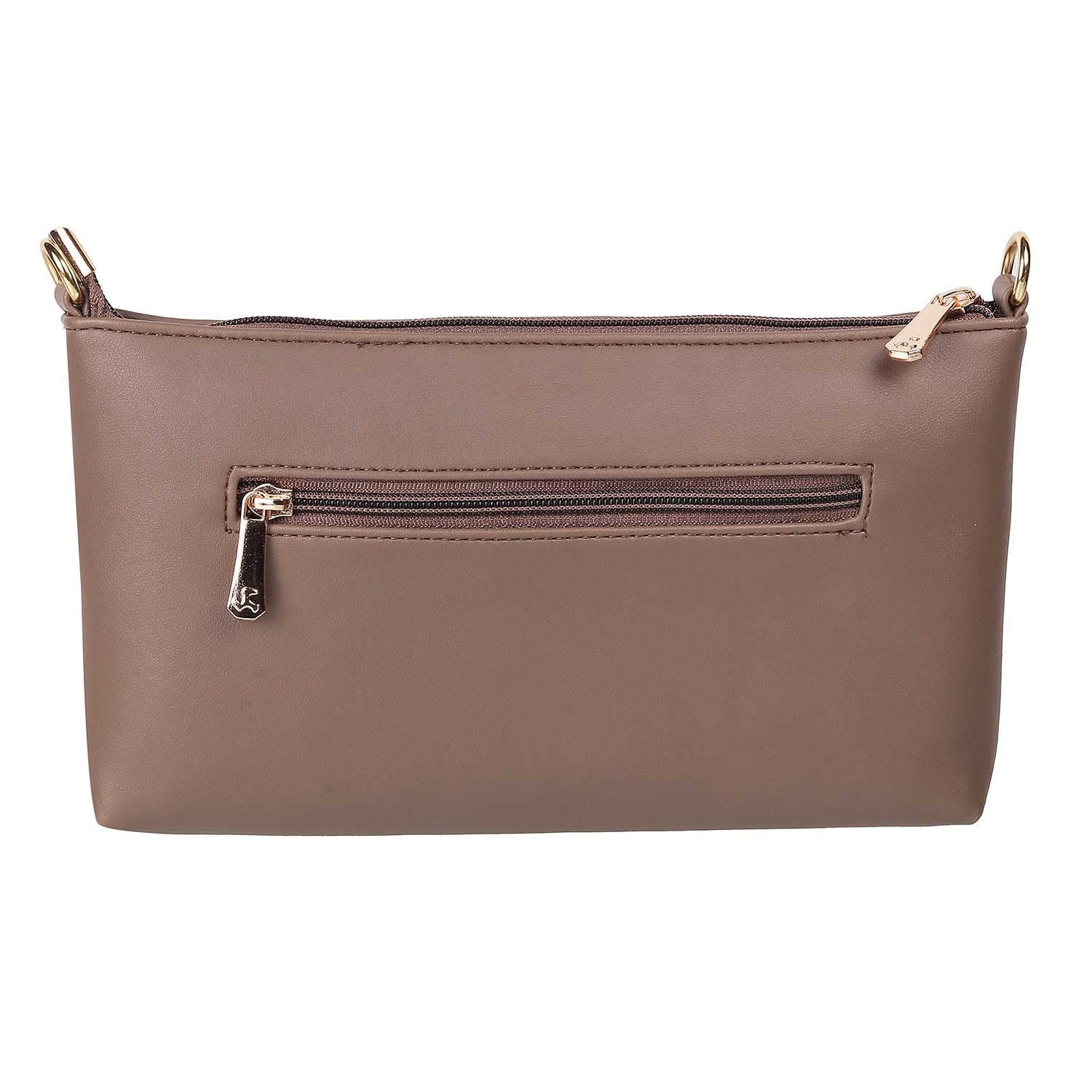 Mochi Light Brown Faux Leather Premium Zipper Casual Sling Bag For Women (66-7254)