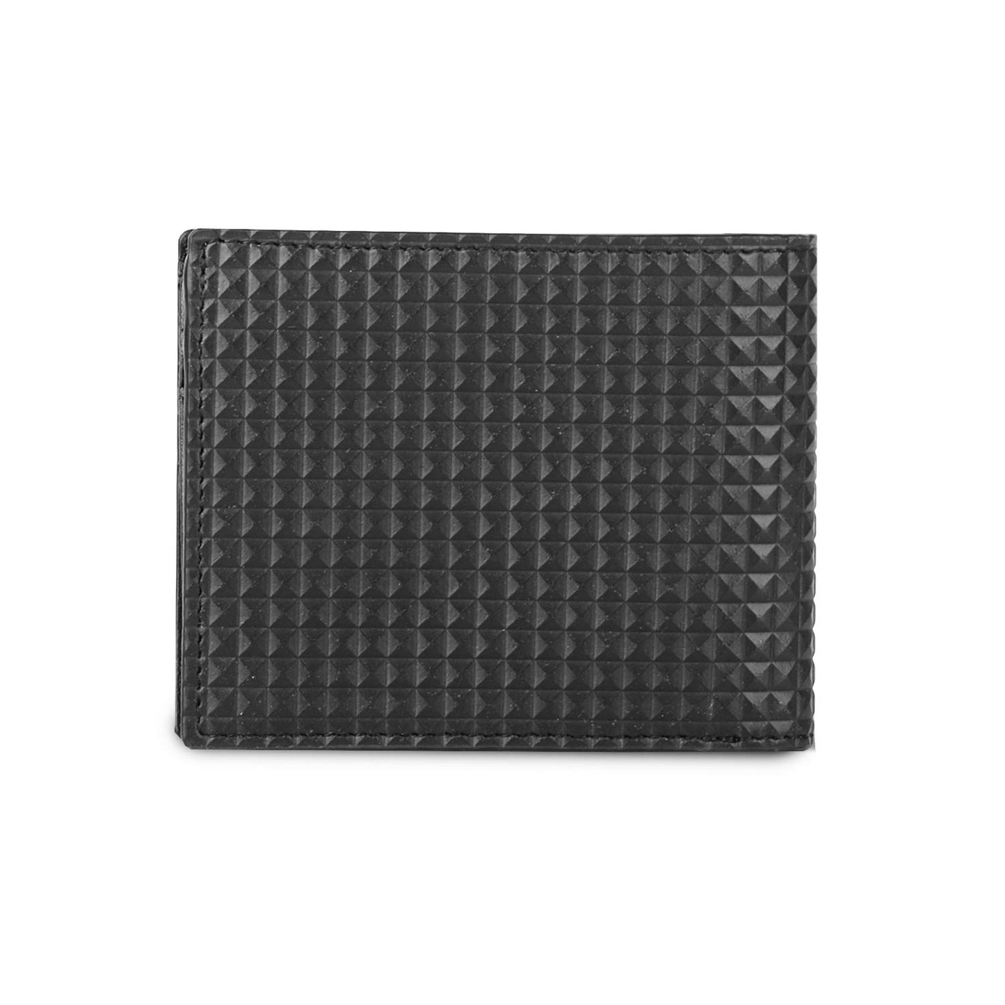 Police Pyramid Men's Slim Wallet, Leather Purse with 8 Card Slot, 2 Currency Compartment, 2 Slip-in Pockets - Black