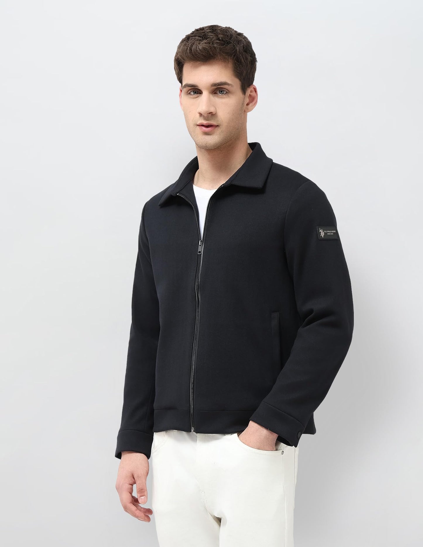 U.S.Polo Association Men's Solid Regular Fit Jacket (USJCK050B_Blue_M)