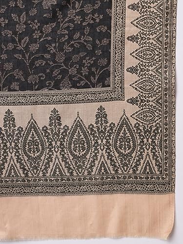 Zamour Kani Weave Woollen Shawl for Men, Traditional Design in Soft and Warm Fabric (Black and White)