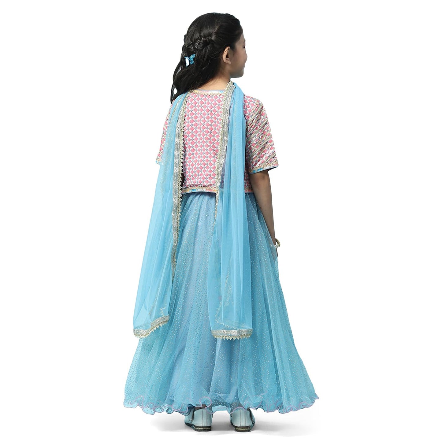 BIBA Girls Cotton Lehenga Set Readymade Pink 11