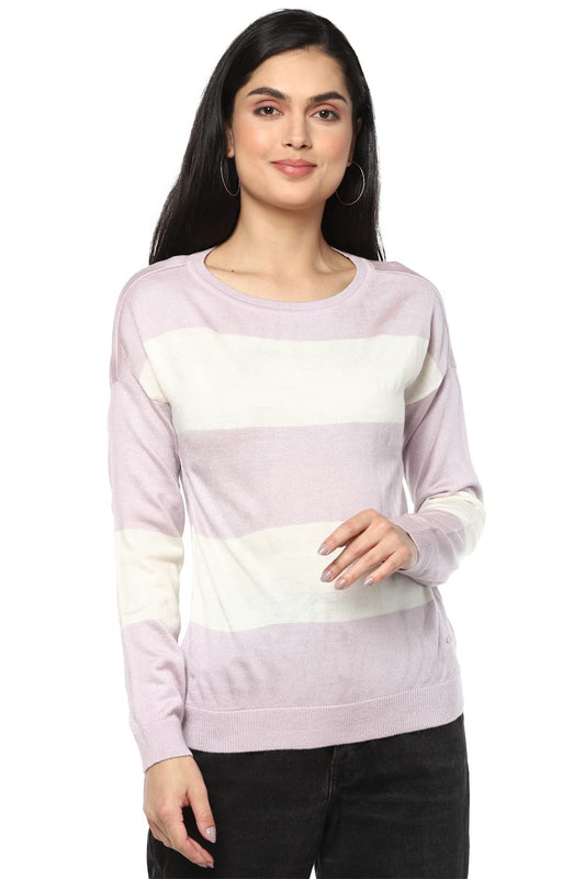 Van Heusen Woman Women's Acrylic Casual Sweater (VWSWURGBX44139_Purple_Small)