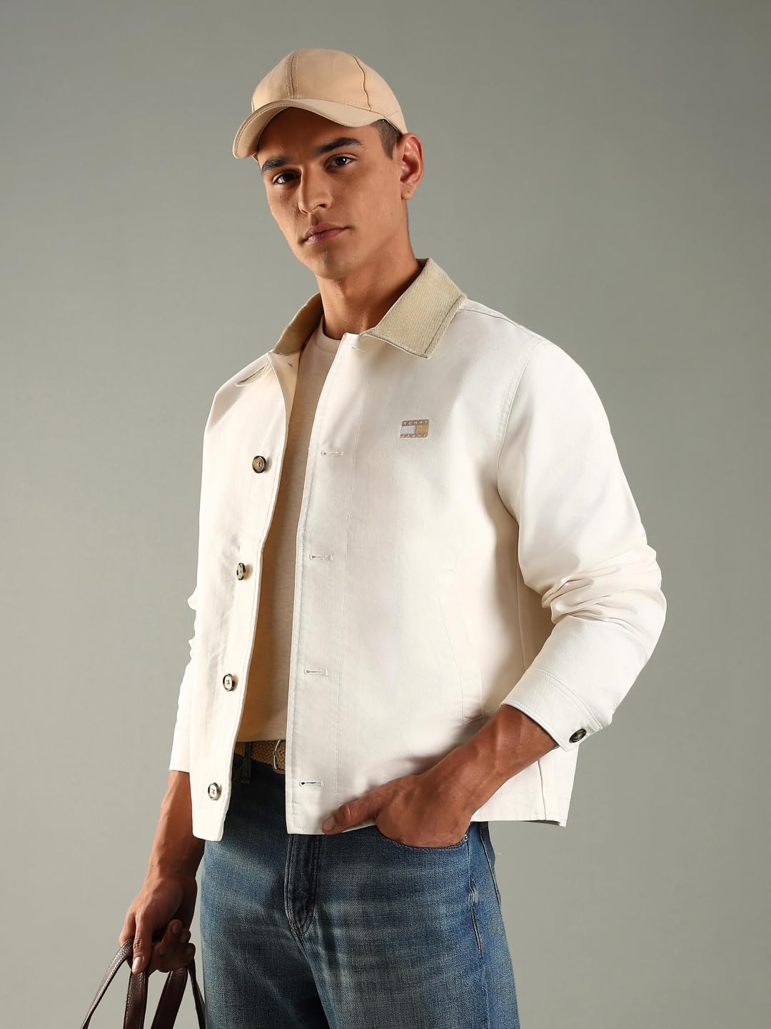 Solid Relaxed Fit Cotton Jacket