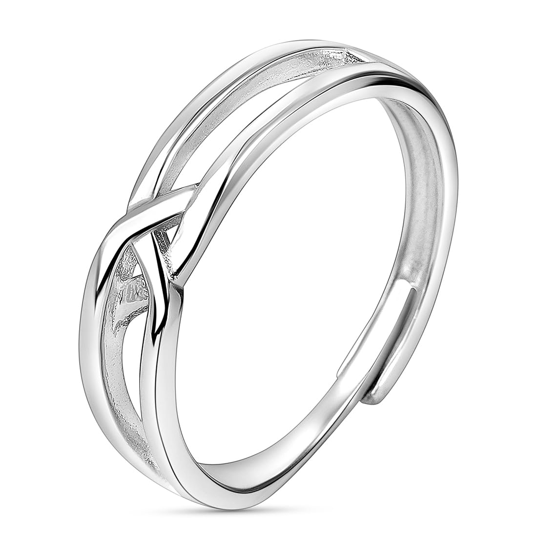 ZAVYA 925 Sterling Silver Designer Abstract Rhodium Plated Adjustable Ring for Men | Gift for Men and Boys | 1 Year Plating Warranty