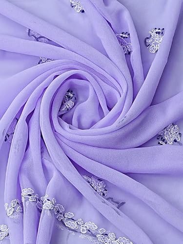 Ada Hand Embroidered Chikankari Georgette Dress Material for Women Lavender