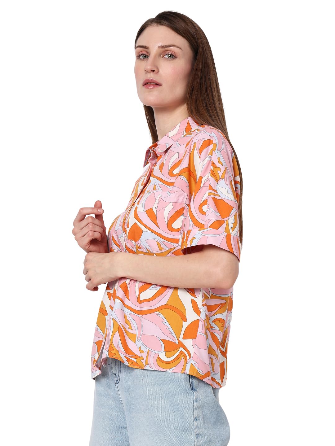 VERO MODA Women Floral Print Viscose Regular Fit Multicolor Shirt