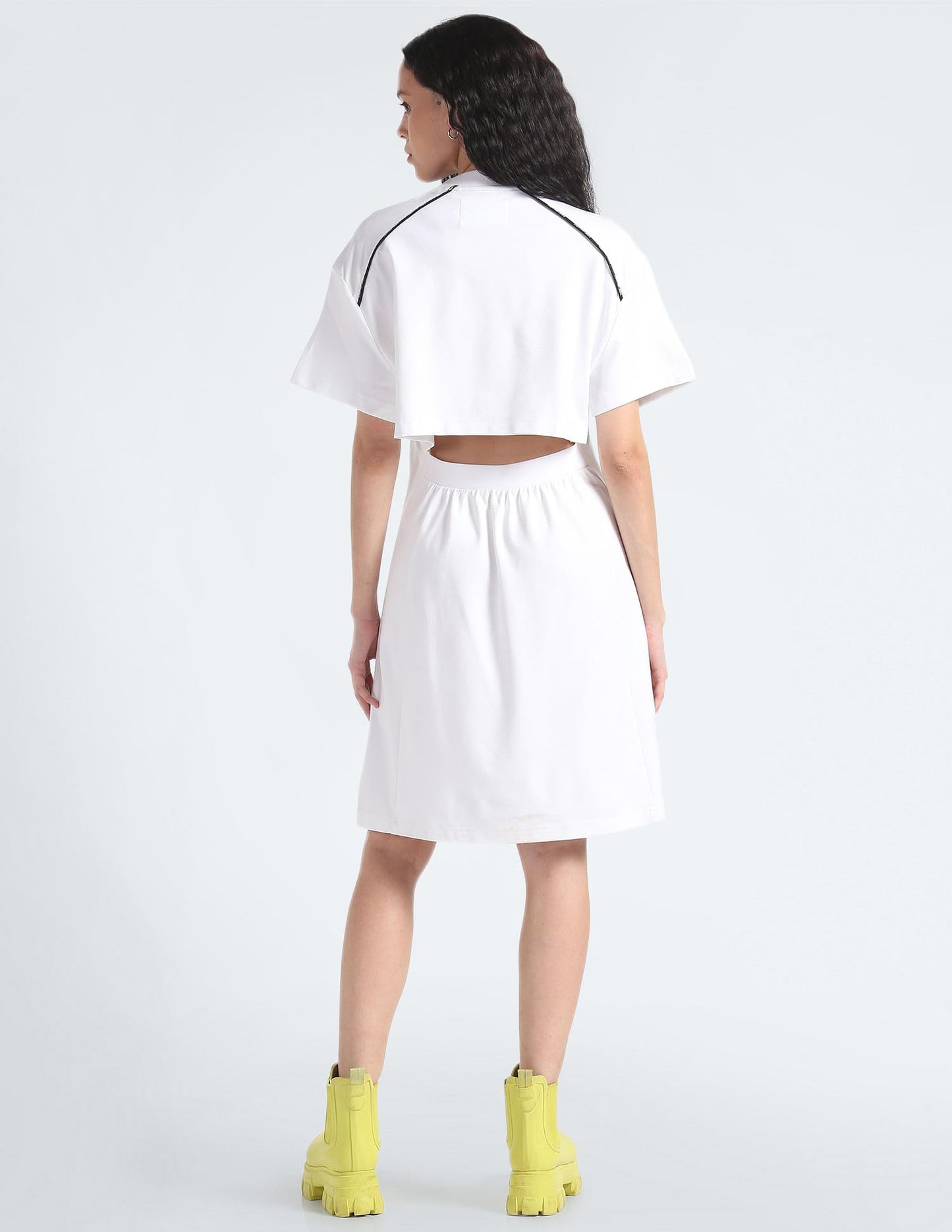 Calvin Klein Women's Viscose T-Shirt Dress Knee-Length J221121YAF_Bright White