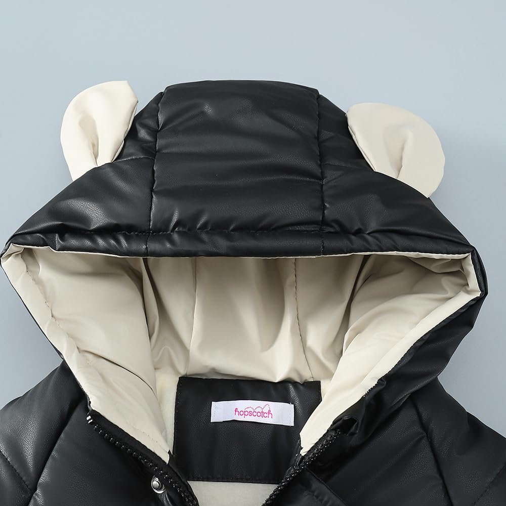 Hopscotch Boys Full Sleeves Black Bear Ear Hood Puffer Jacket For Ages (3-4 Years)