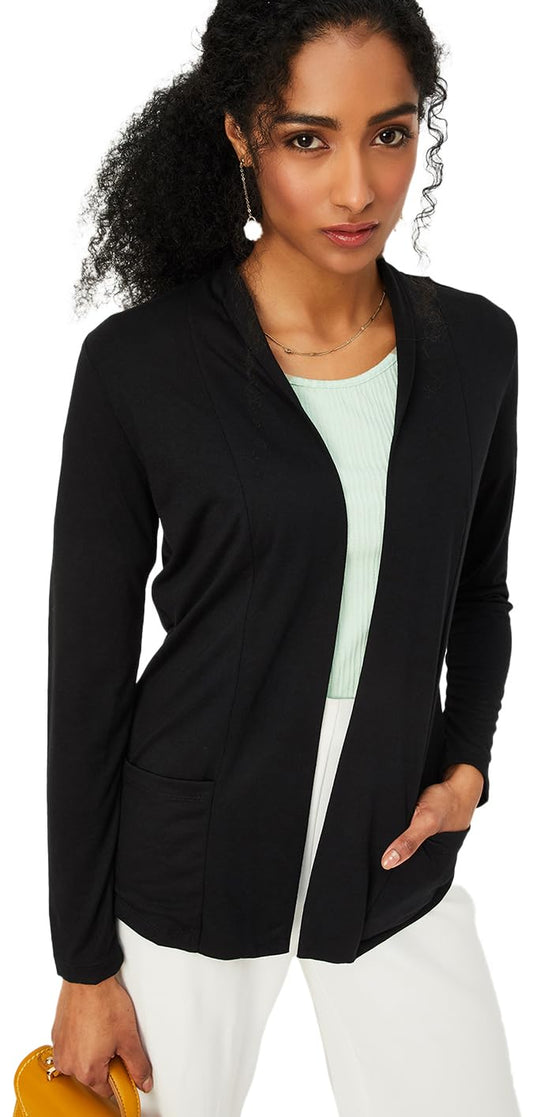 Max Women's Polyester Blend Casual Shrug (SHRUG3202_Black_XL