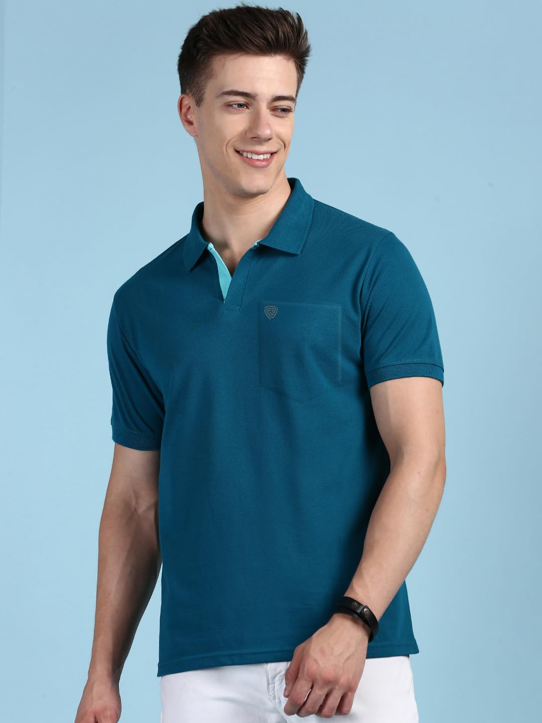 Lux Cozi Men's Half Sleeve Soild Casual T-Shirt with Chest Pocket_COZI_2122_EMRAD_XL_1PC Emerald