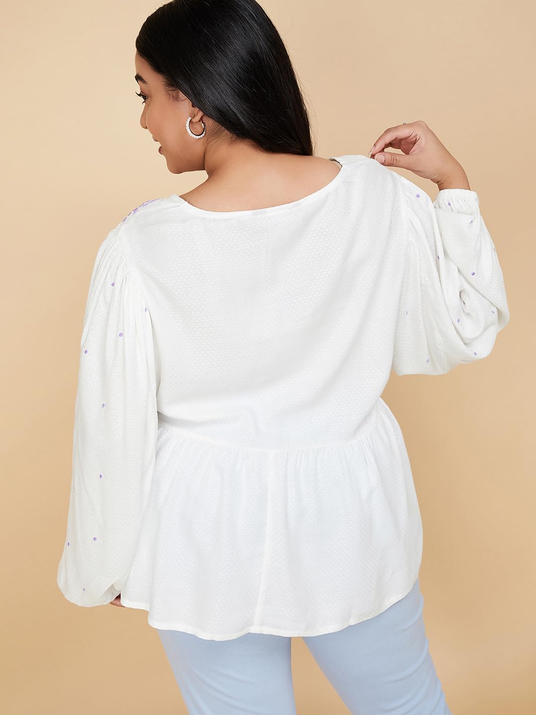Max Plus Size Women Embroidered Top (EMB3201PIVORY)_3XL 20