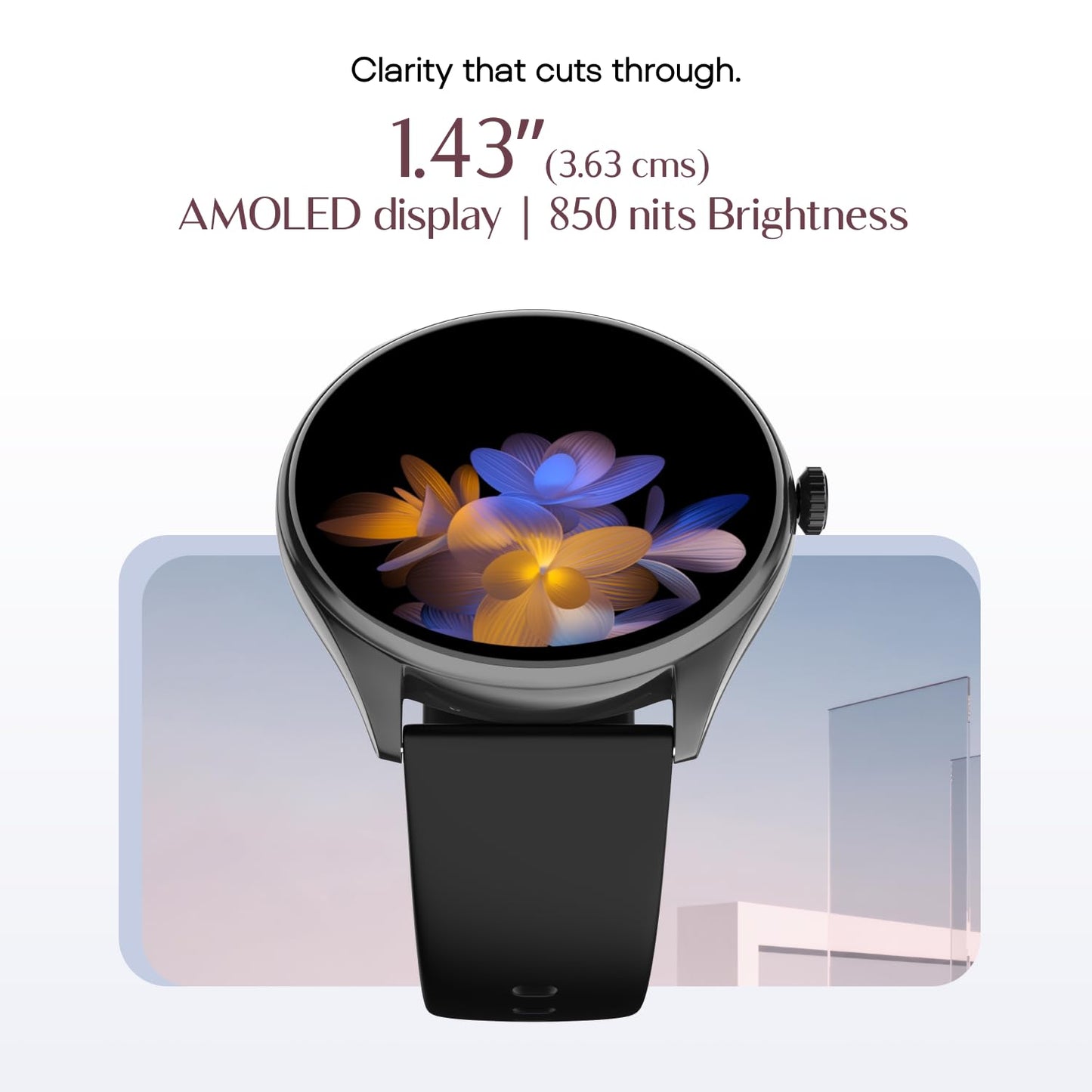 Noise Twist 2 Smart Watch with 1.43” AMOLED Screen, AI Search & Voice Assistant, Bluetooth Calling, Stainless Steel Back, 7-Day Battery, 100+ Watch Faces, Health Suite, IP68 (Jet Black)