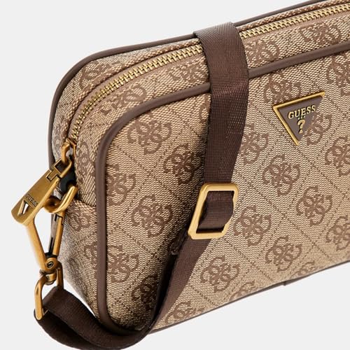 GUESS Men Brown Printed PU Crossbody Bag