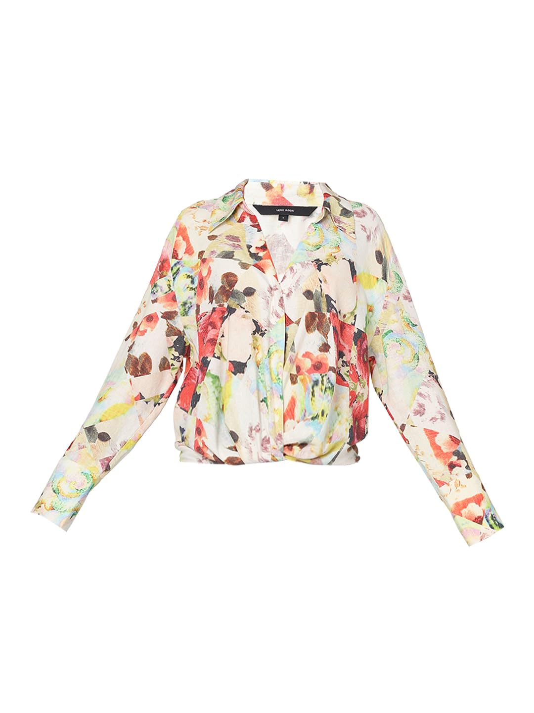 VERO MODA Women Floral Print Beige Viscose Regular Fit Shirt