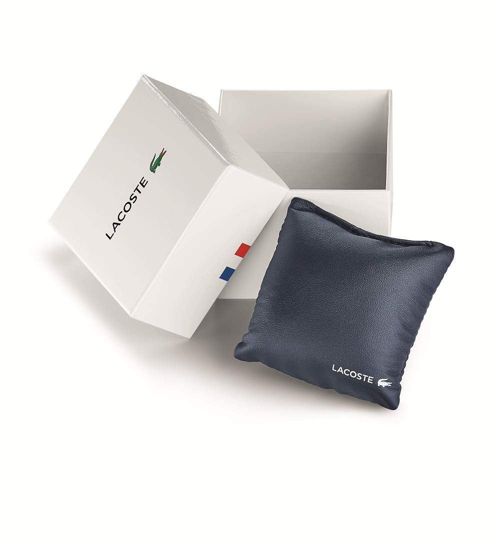 Lacoste Geneva Qtz Basic White Round Dial Women's Watch|Ionic Plated Thin Gold Steel Material|Gold Color Band - 2001166