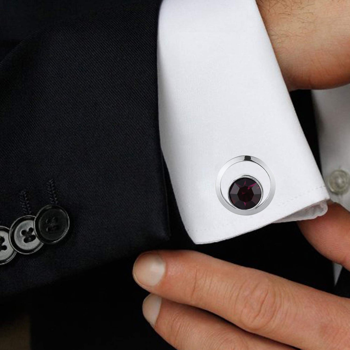 TRIPIN Cufflinks For Men Brass Silver See Through Cufflinks With Purple Stone In A Gift Box Tjhogold1878 Tjhosil1884