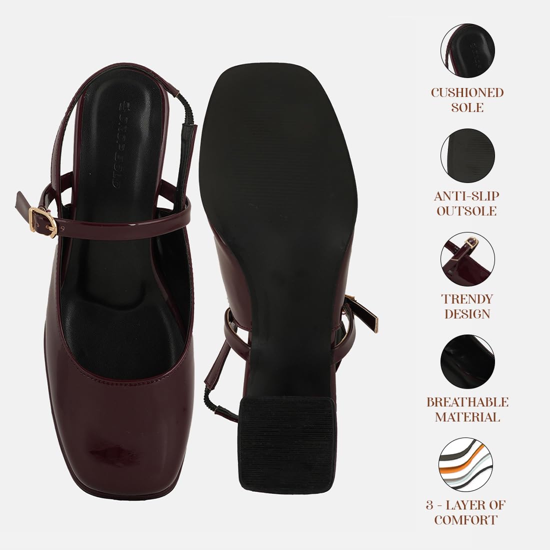 DROP BOLD | Elegant Square Toe Mules Block Heel Sandals for Women & Girls – Stylish, Comfortable Footwear for Every Occasion