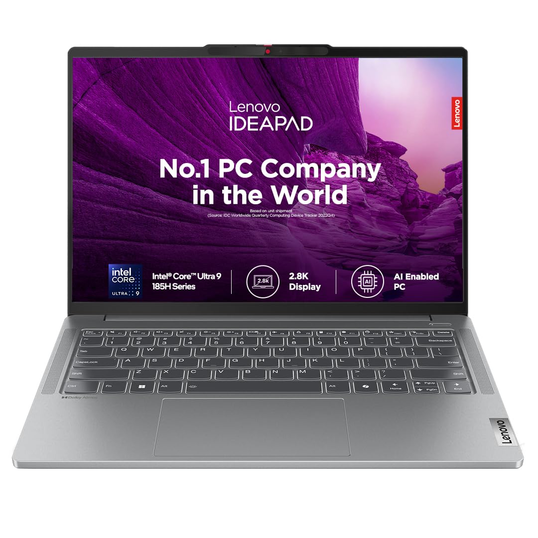 Lenovo IdeaPad Pro 5 Intel Core Ultra 9 185H Built-in AI 14" (35.5cm) 2.8K OLED 400Nits 120Hz Laptop (32GB RAM/1TB SSD/Windows 11/Office Home 2024/1Yr ADP Free/Grey/1.46Kg), 83D2004XIN